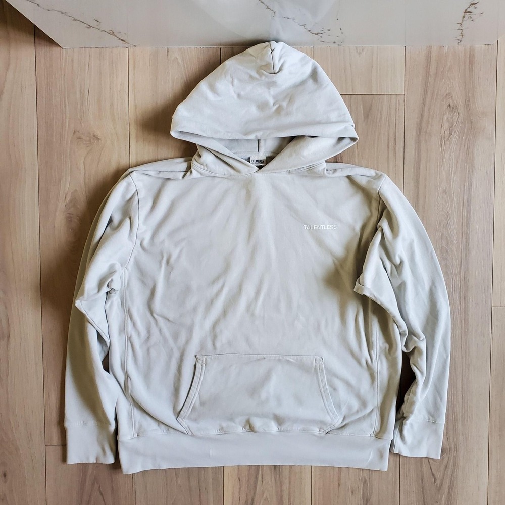 Talentless Hoodie Mens XL Beige Elements Organic Fleece Logo Pocket Pullover